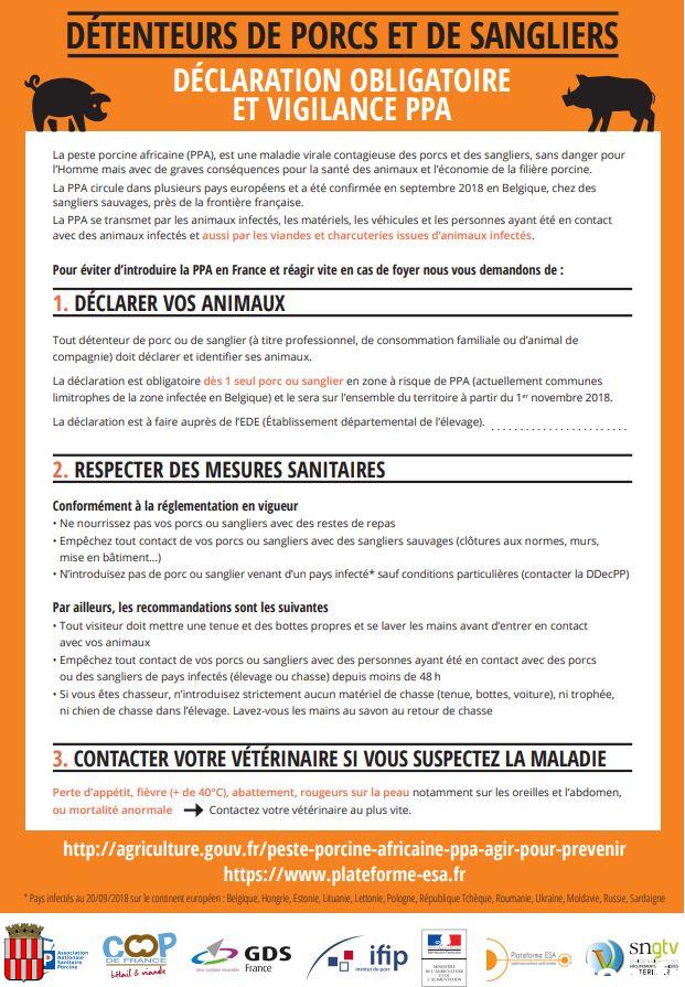 Recensement des petits détenteurs de porcs et de sangliers (vigilance PPA)