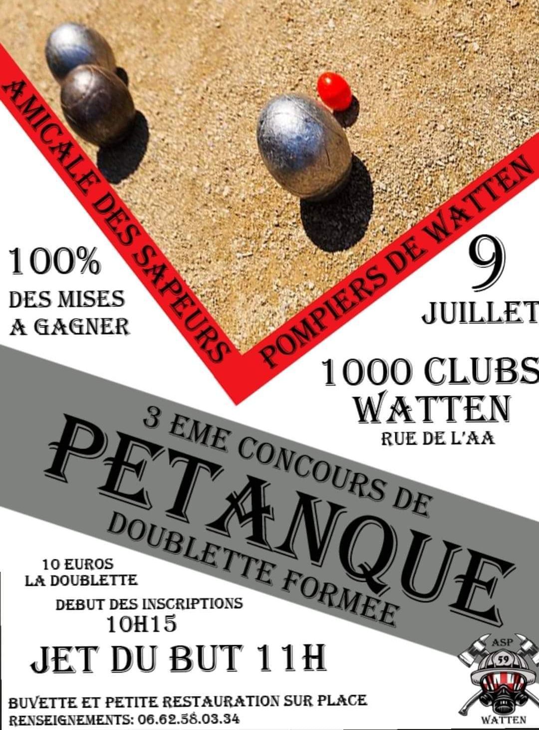 Concours de pétanque de l’amicale des Sapeurs-Pompiers de Watten