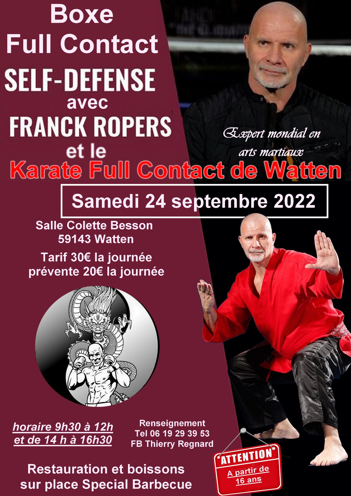 Boxe Full Contact self-défense avec Franck Ropers et le Karaté Full Contact de Watten