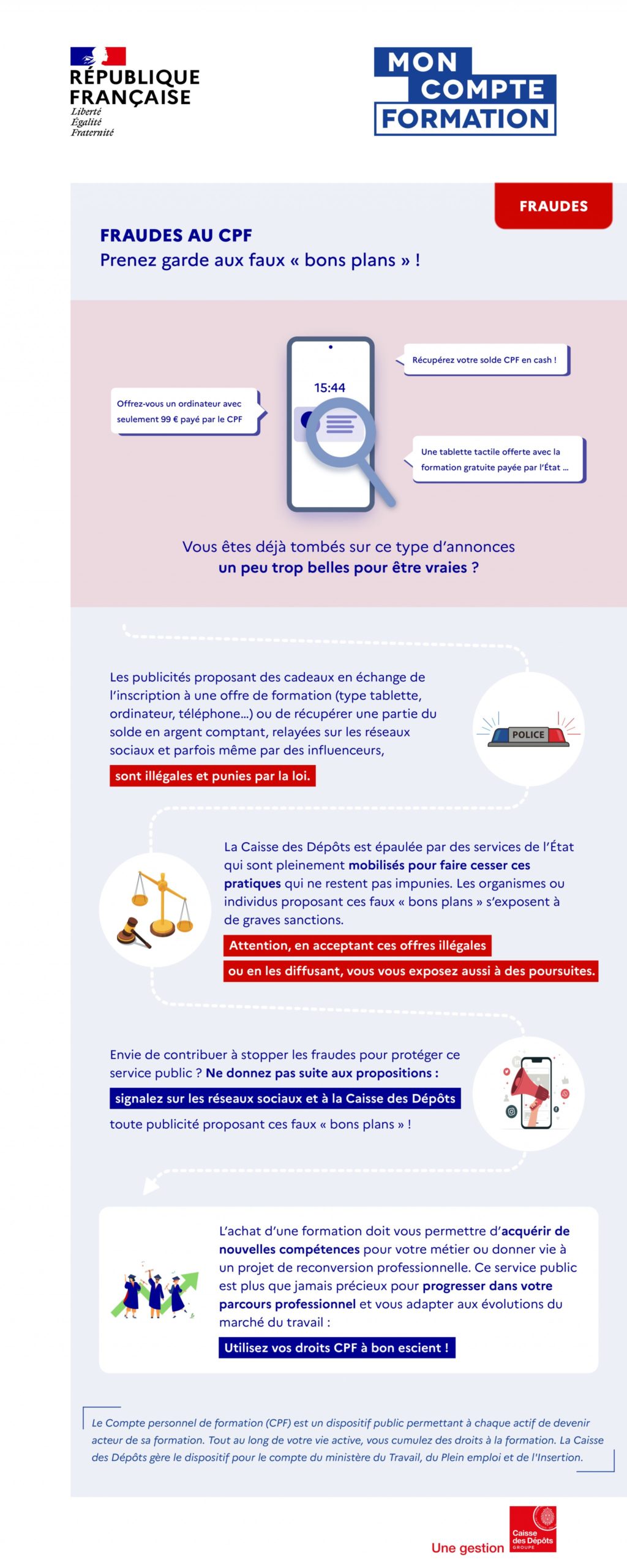 Attention aux arnaques au CPF (Compte professionnel de formation) par SMS, téléphone