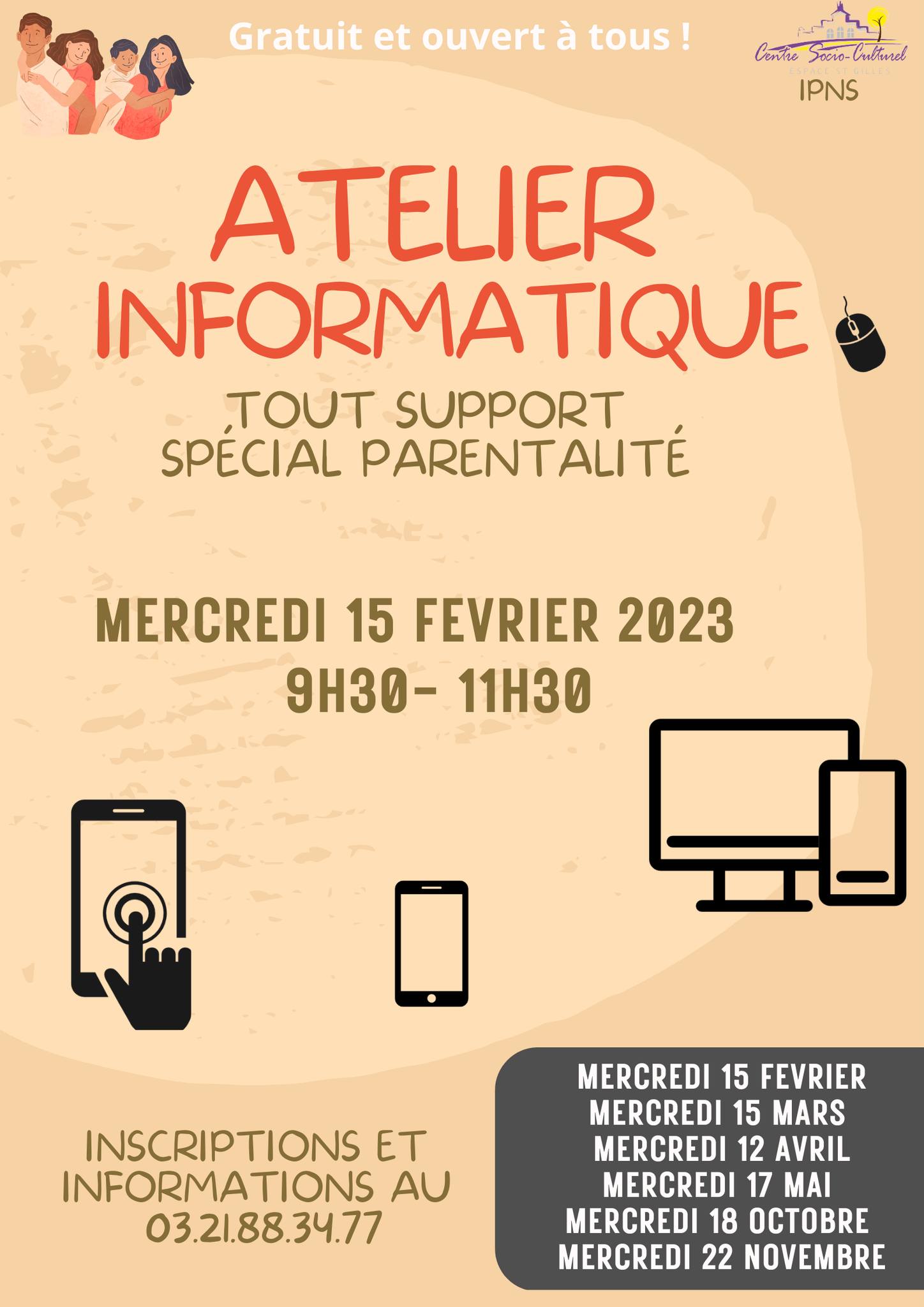 Ateliers informatique tout support spécial parentalité