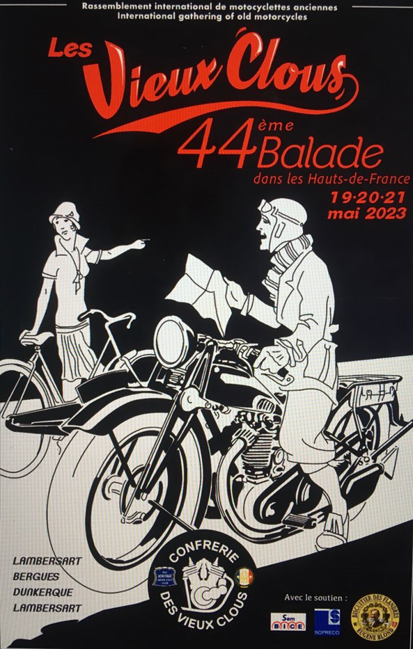 Passage de la Balade des Vieux Clous (motos anciennes)