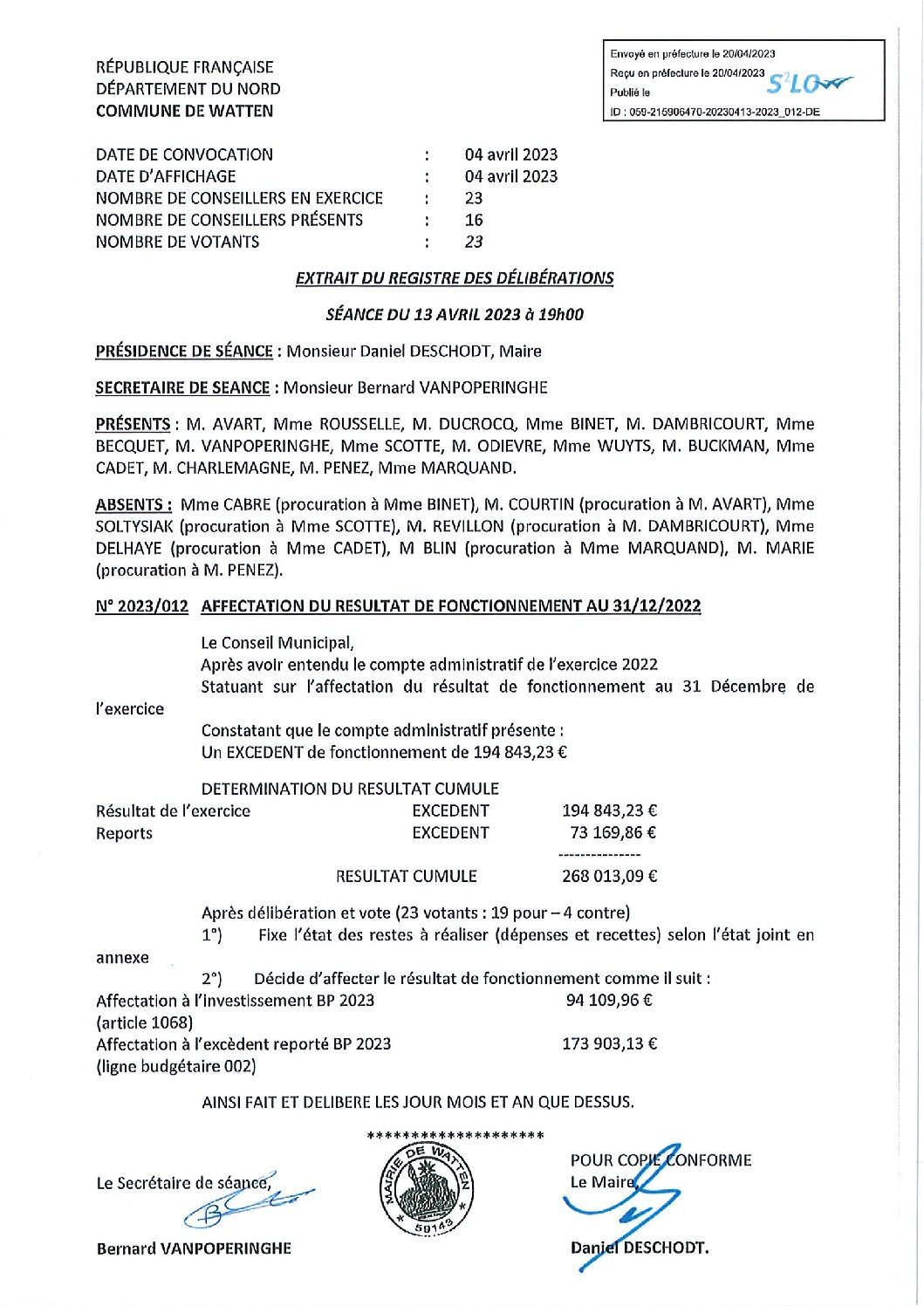 012 AFFECT RESULT FONCTIONNEMENT