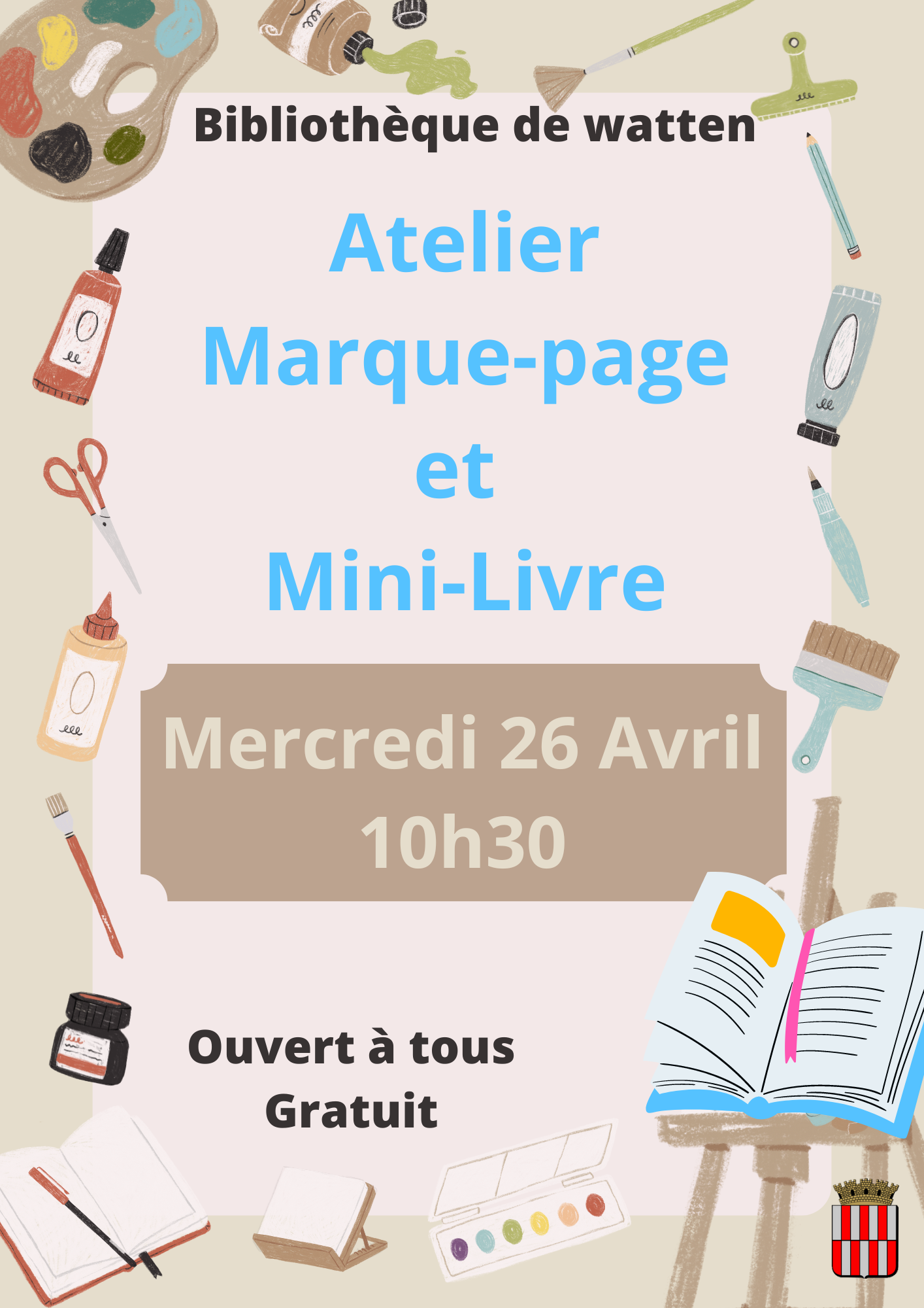 Atelier marque-page et mini-livre à la Bibliothèque