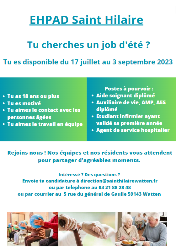 Offre d’emploi: job d’été à l’EHPAD Saint-Hilaire