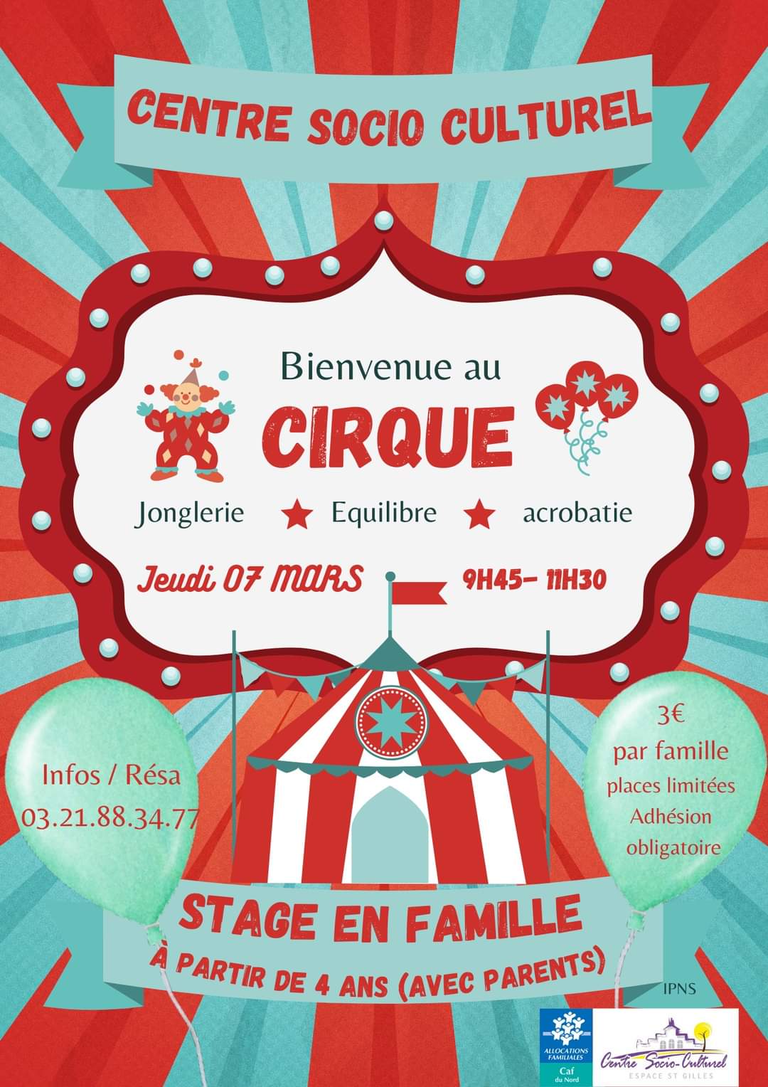 Ateliers Enfants/Parents Cirque au Centre socio-culturel