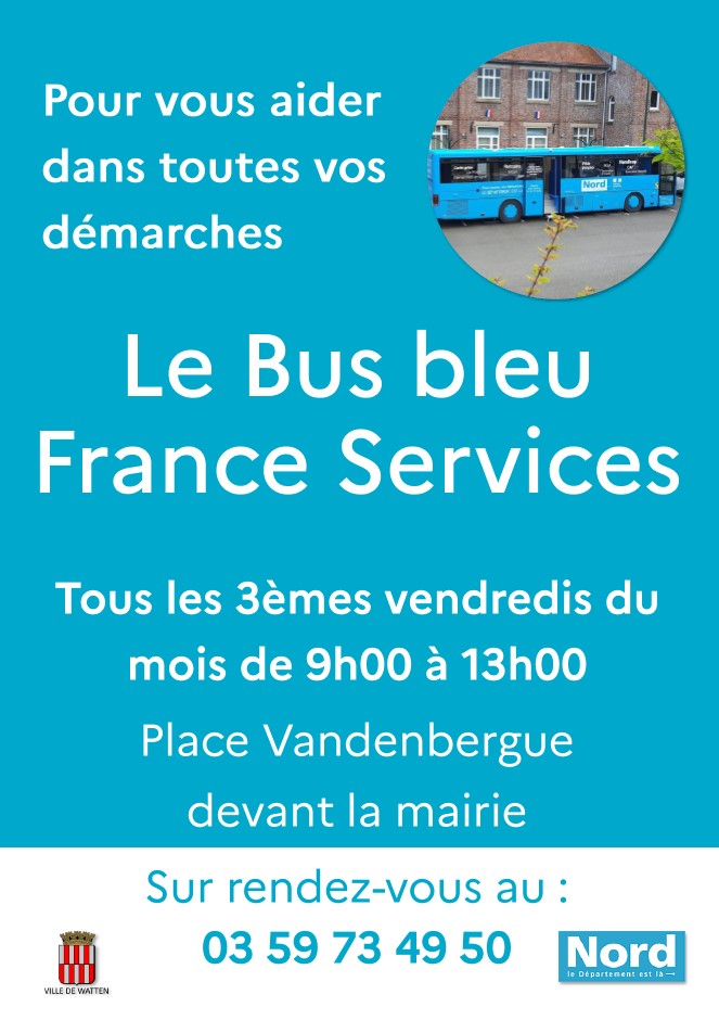 Passage du Bus Bleu France Service le 3ème vendredi du mois