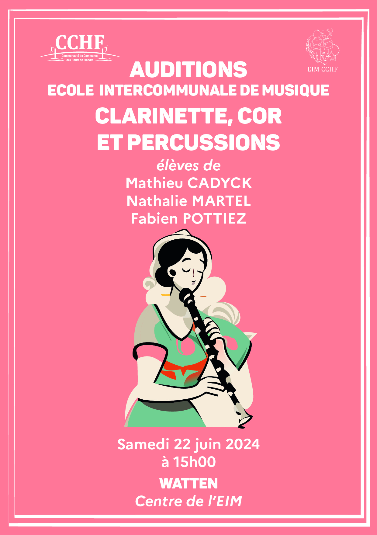 Audition des classes de clarinette, cor et percussions