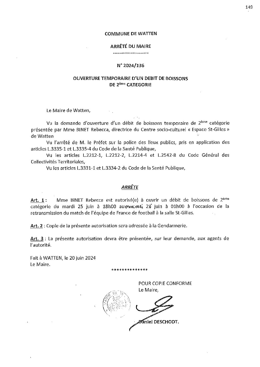 2024-136-arrete-du-20-06-2024-debit-de-boissons-retransmission-match-football-salle-St-Gilles-25-06-2024
