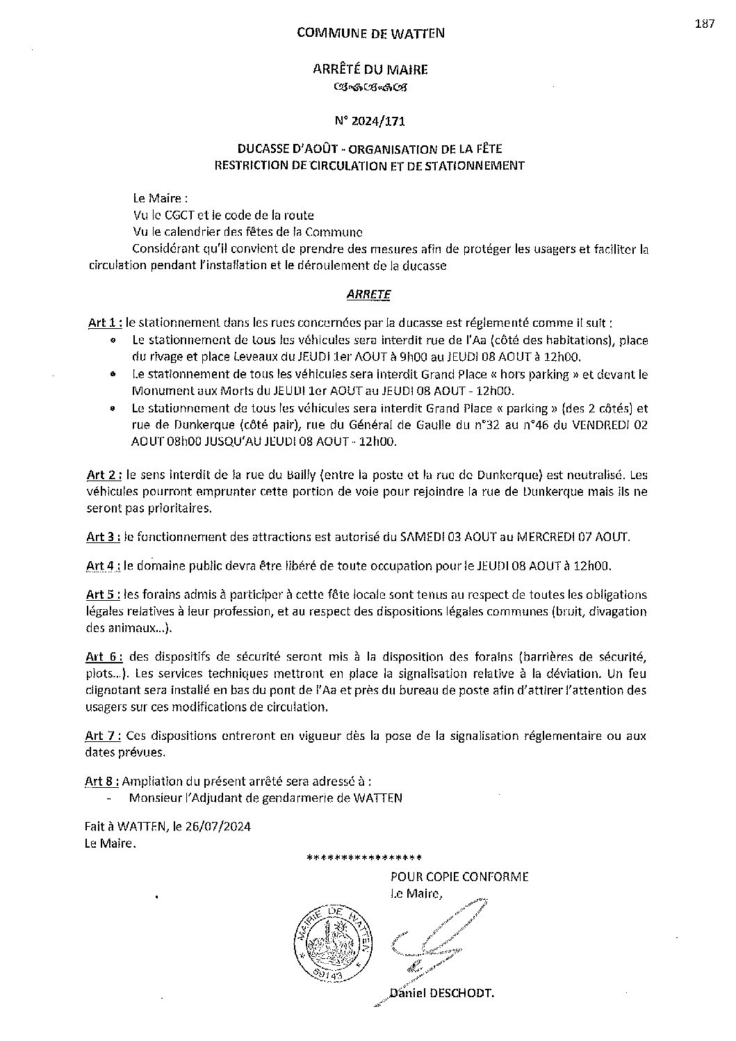 2024-171 arrêté du 26-07-2024 ducasse août restriction circulation stationnement