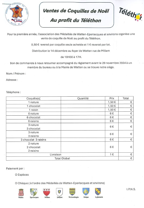 Vente de coquilles de Noël des Médaillés du Travail