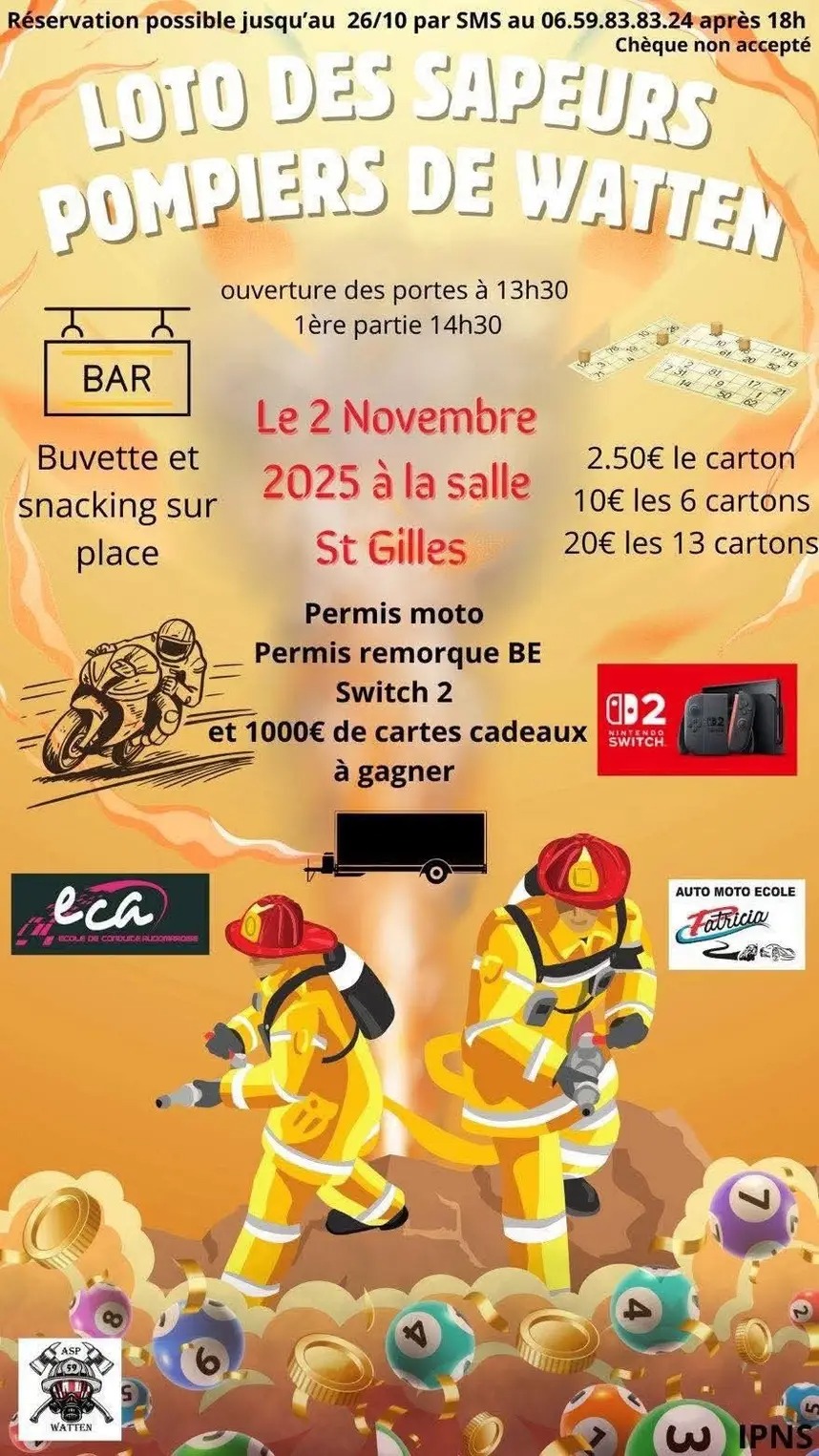 Loto de l’Amicale des Sapeurs-Pompiers de Watten