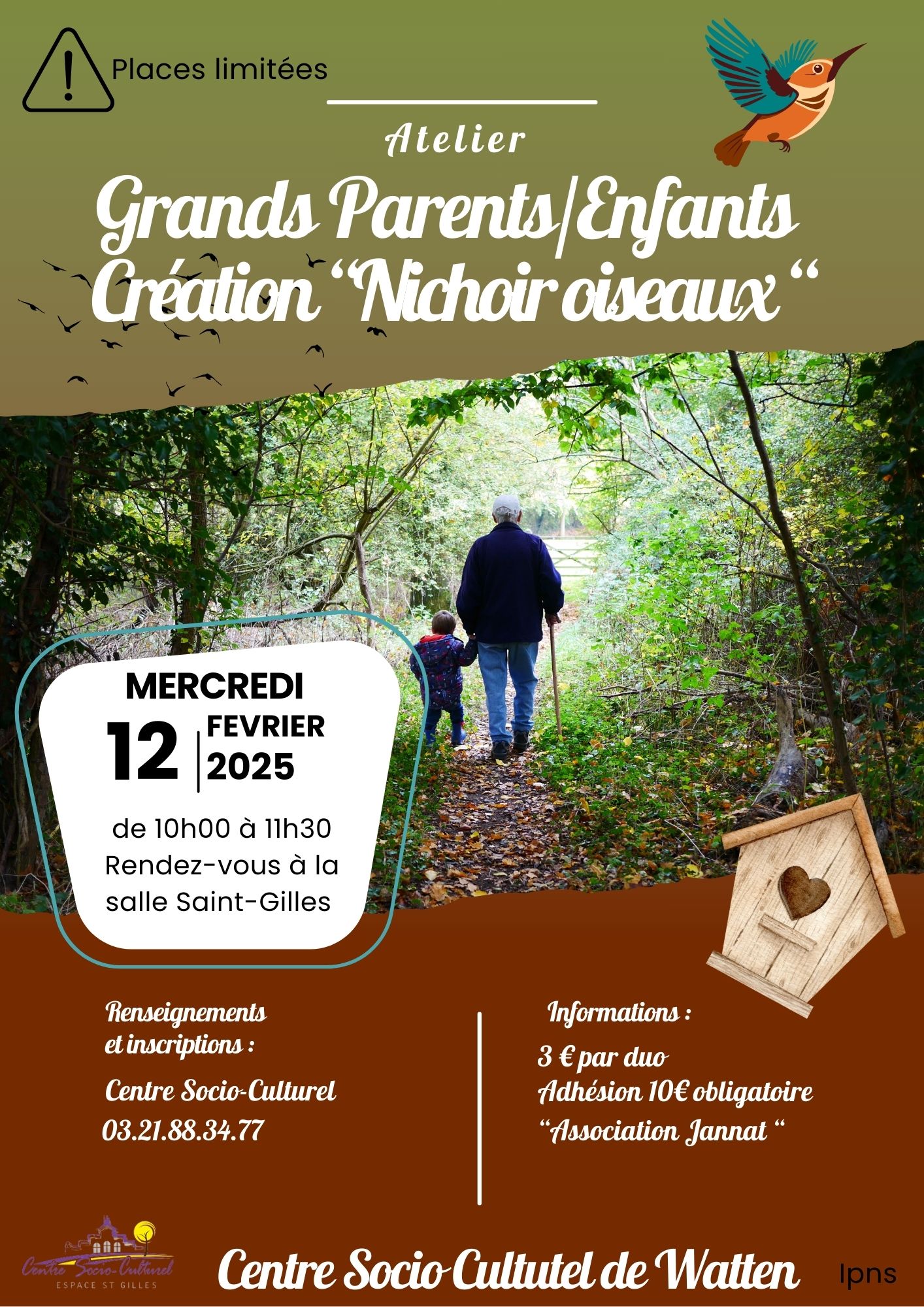 Atelier création Nichoir oiseaux (grand-parents enfants)