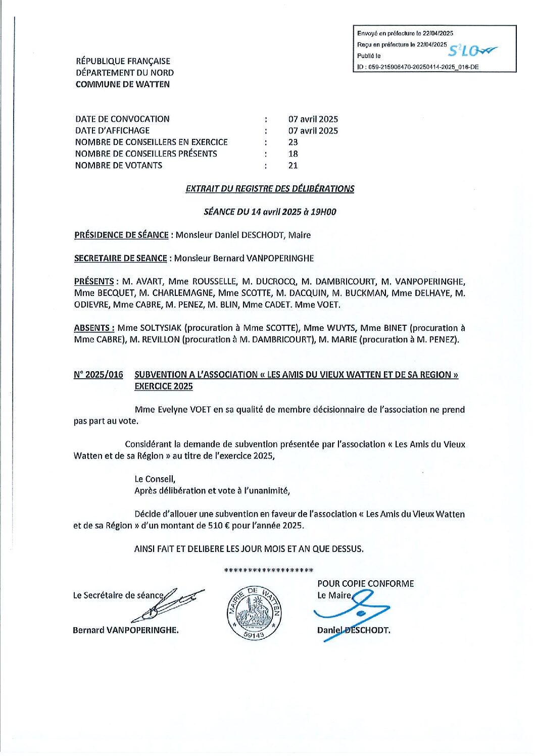 2025_016 SUBVENTION AMIS VIEUX WATTEN