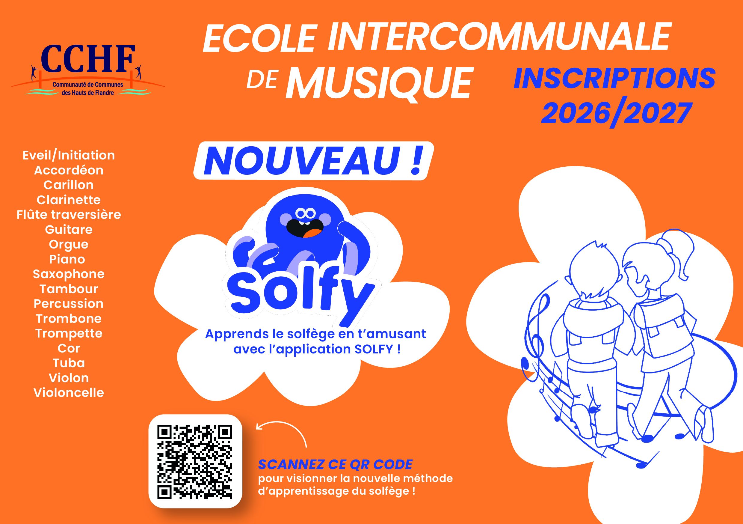 Inscription à l&rsquo;école intercommunale de musique (CCHF) centre de Watten