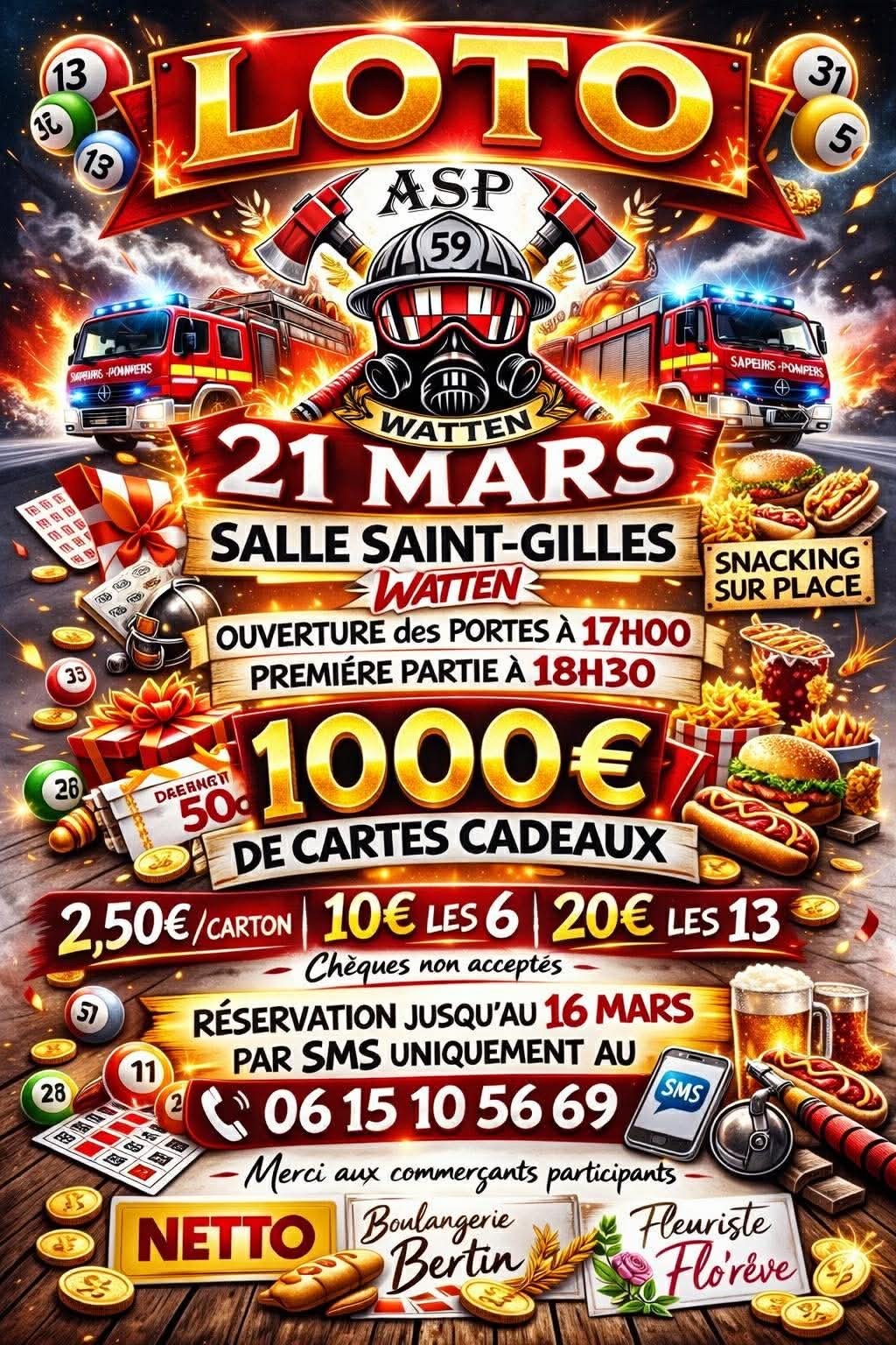 Loto de l&rsquo;Amicale des Sapeurs-Pompiers de Watten