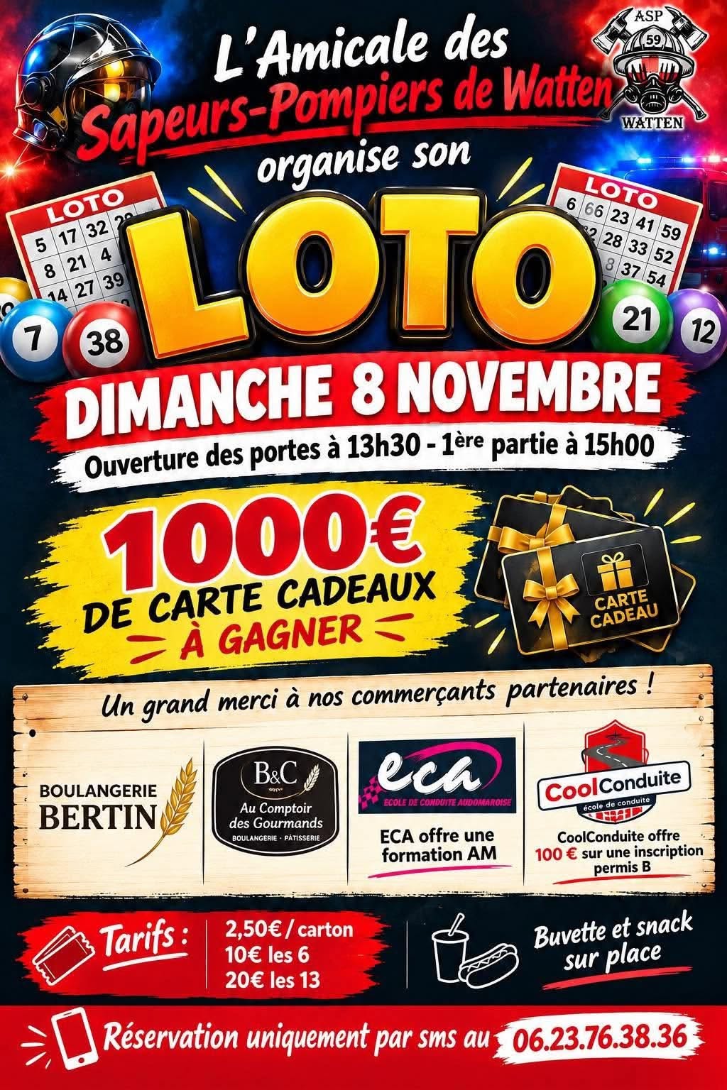 Loto de l&rsquo;Amicale des Sapeurs-Pompiers de Watten