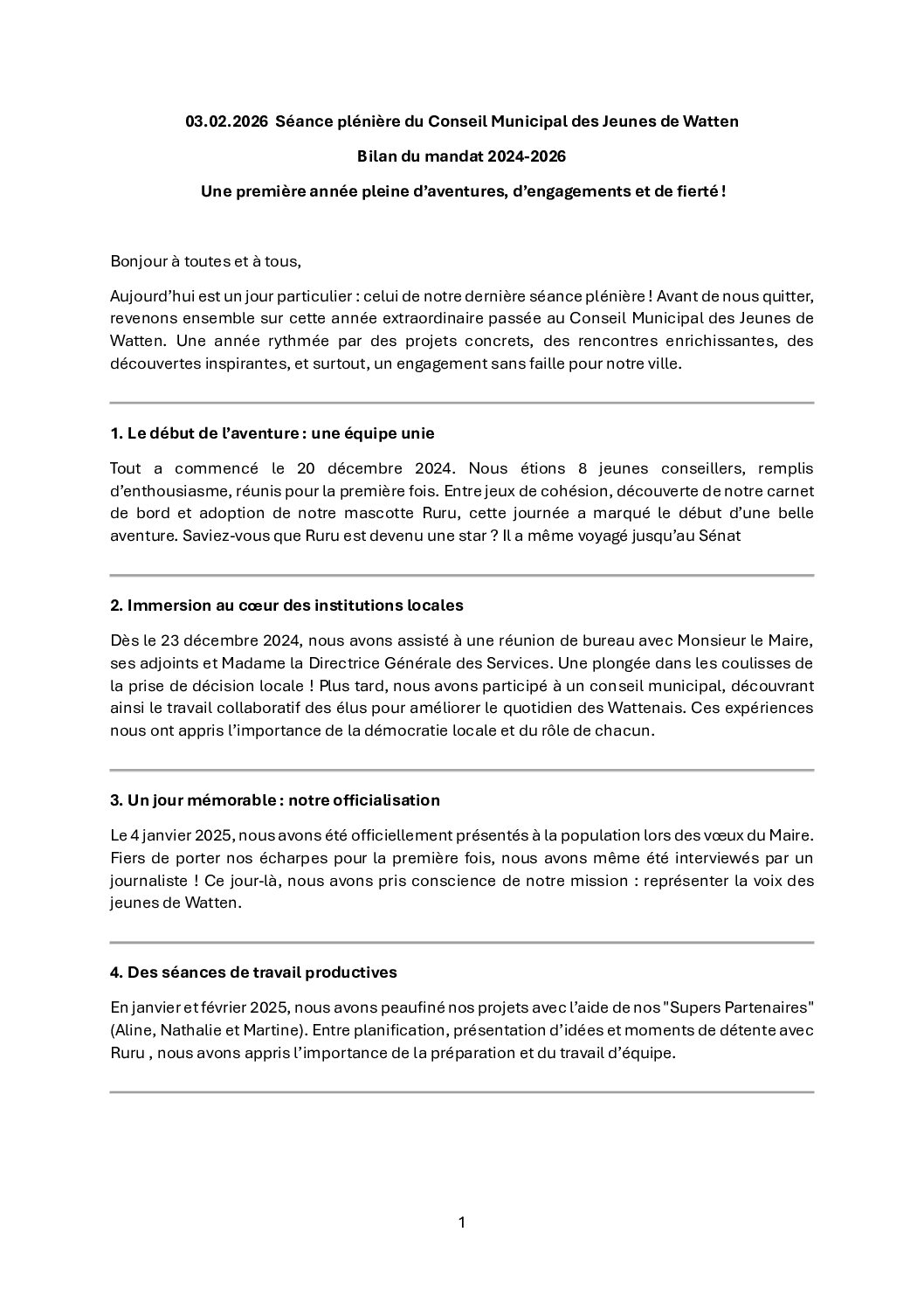Bilan du CMJ de Watten 2024-2026
