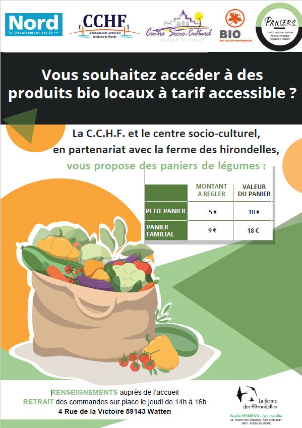 Des paniers bio à petit prix arrivent au Watten Centre Socio Culturel