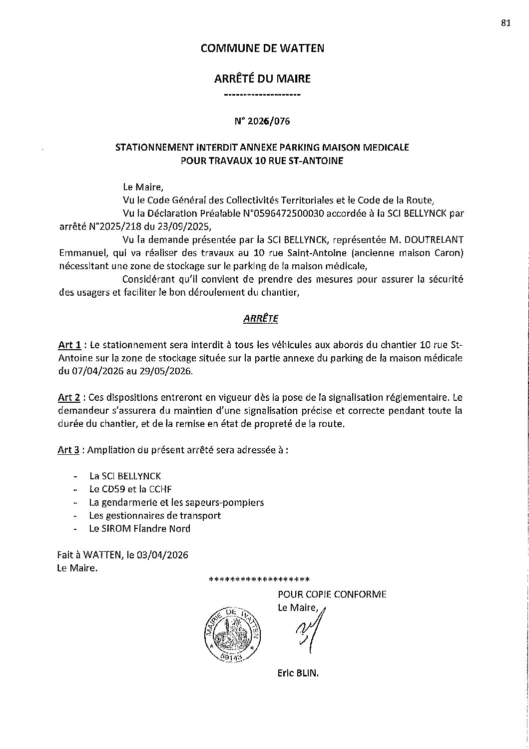 2026-076 arrêté du 03-04-2026 stationnement interdition parking annexe MMW