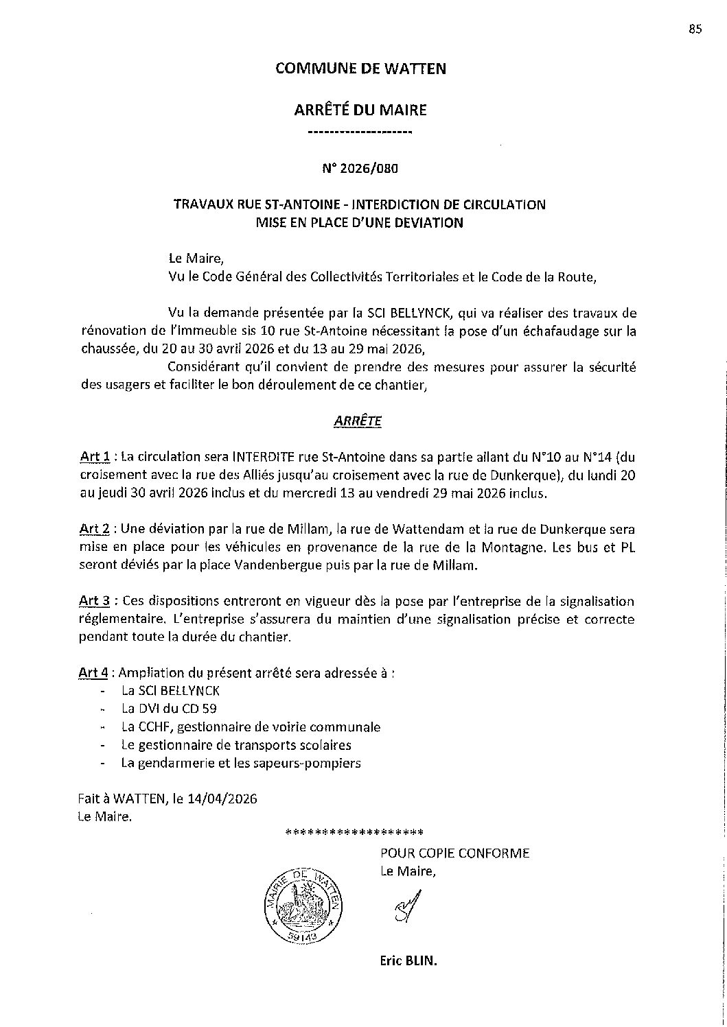 2026-080 arrêté du 14-04-2026 travaux 10 rue St-Antoine