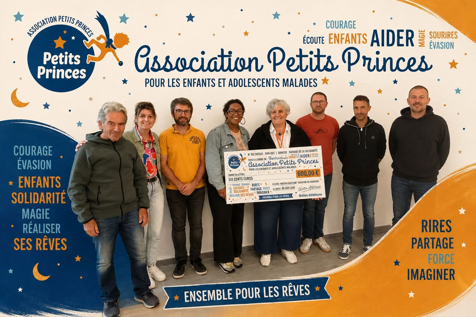 Remise d&rsquo;un chèque de 600€ au profit de l&rsquo;association Petits Princes par le Watten Athlétisme