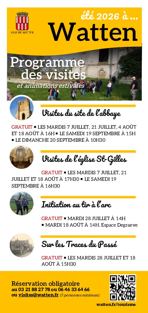 Programme des visites et animations estivales 2026 à Watten