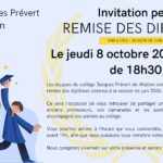 Remise des diplômes de brevet au Collège Jacques Prévert 2026-10-08 invitation remise des diplômes collège Prévert