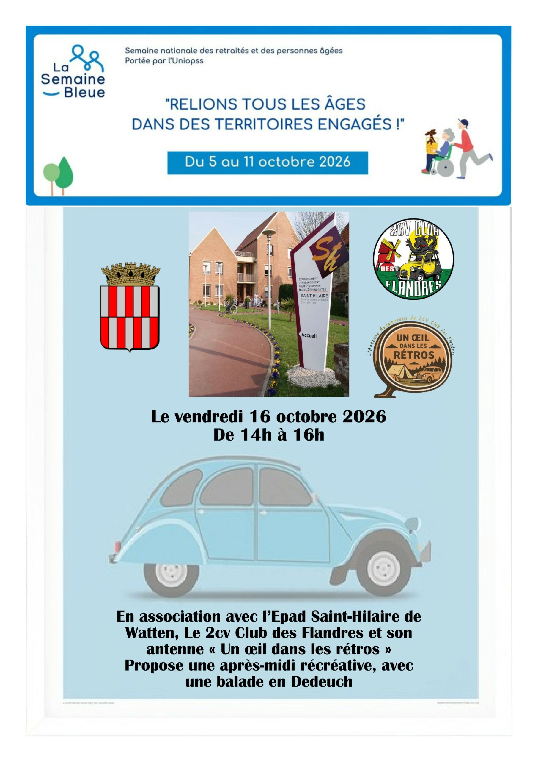 Balade en 2CV et après-midi récréative à l’Ehpad Saint-Hilaire