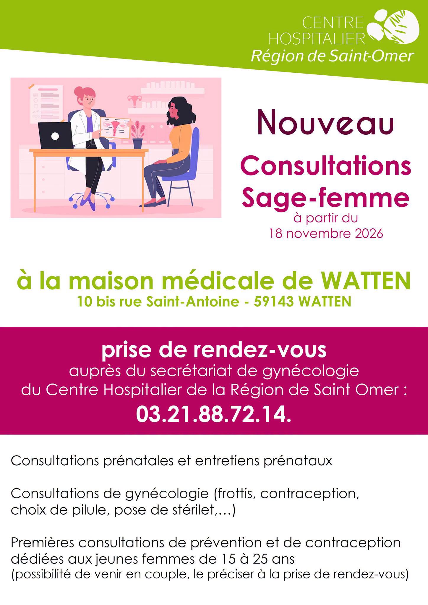 Consultations Sage-femme à la Maison Médicale de Watten